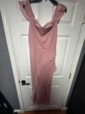 Grace Karin  Dusty Rose Ruffle Maxi Dress